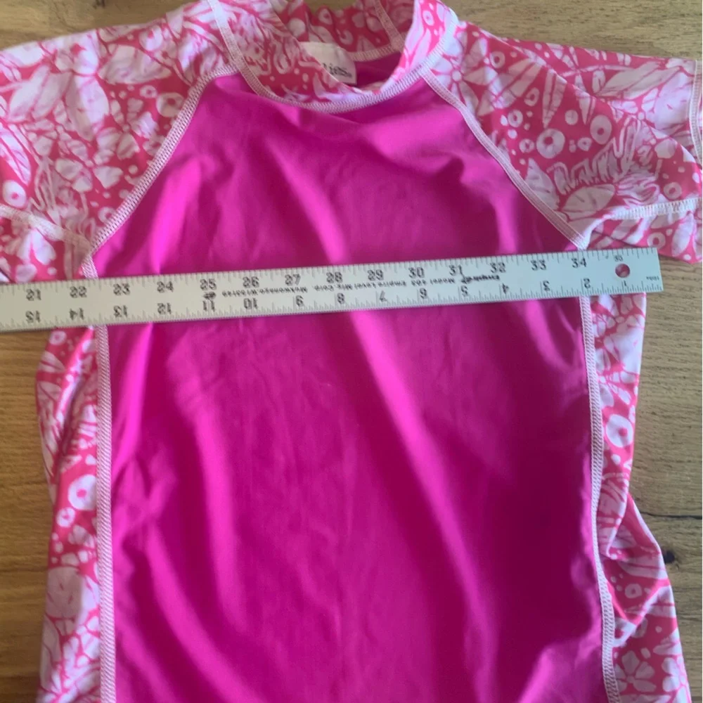 Coolies Floral Tropical Rashguard  Pink White Girls 12 Preloved‎